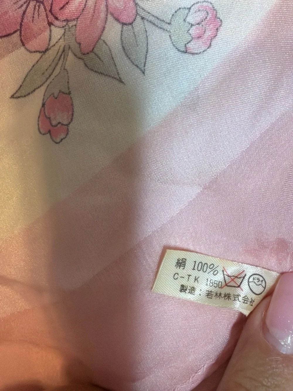 Delicate Pink Floral Silk Scarf